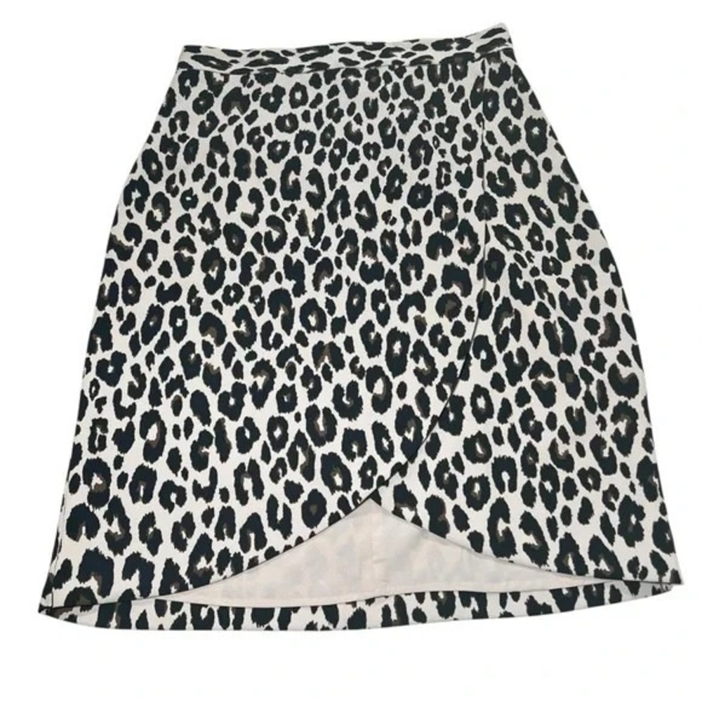 Ann Taylor Cheetah Print Faux Wrap Skirt Lines Animal‎ Print Fall Size 6 NWT